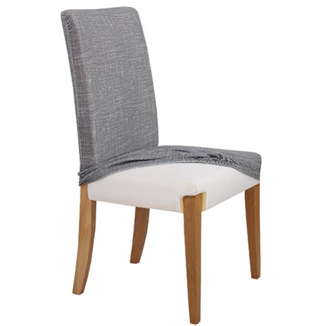 You can buy new fabrics of all sorts from basic cotton, linen or wool up through microfibers and stretchy knits that make fitting your chair cover a breeze. Grey Faux Linen Stretch Dining Room Chair Cover | Temple ...