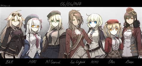 Lee Enfield M1 Garand M1918 M1911 Sten Mkii And 2 More Girls