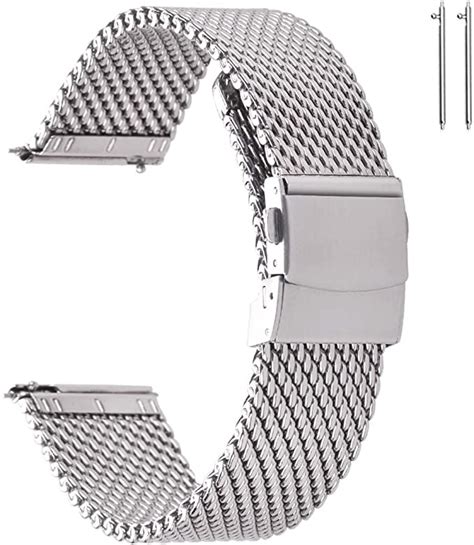 Eache Stainless Steel Thick Mesh Watch Bands For Mens Quick Release