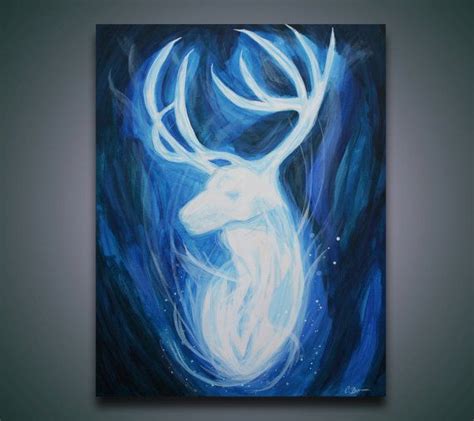 Abstract Deer Items Similar To Large Print Beautiful Blue Mystic Deer