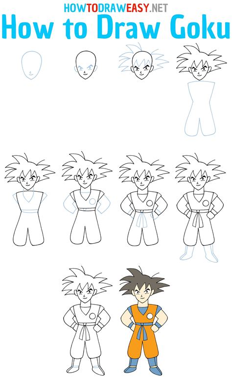 How To Draw Goku Step By Step Goku Drawing Hard Drawings Easy Drawings