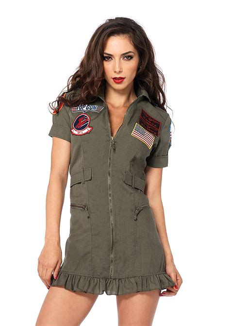 Leg Avenue Womens Top Gun Flight Zipper Front Dress Costume Green