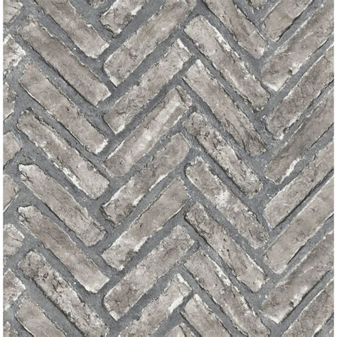 Distinctive Herringbone Brick Wallpaper Stone Grey