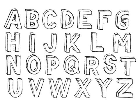 Hand Drawn Sketch 3D Alphabet PNG Transparent OnlyGFX