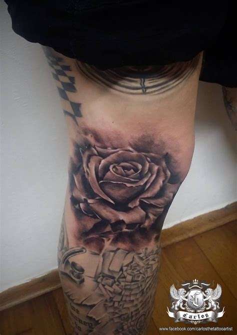 Since the black rose is a small shop, it really made my experience comfortable and personal like i feel every tattoo experience should be. Rose tattoo, Knee tattoo, Black and Grey tattoo, Realistic ...