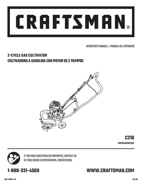 Craftsman Cmxgvamkc25c 25cc 2 Cycle Gas Cultivator Product Manual
