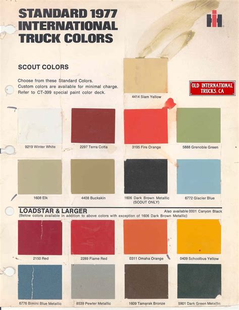 1977 International Truck Standard Colors International Truck