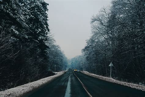 Nature Winter Road Trees Snow Landscape Wallpapers Hd Desktop