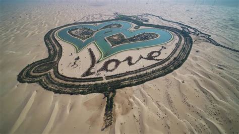 Aerial View Of Entire Love Lake Dubai At Al Qudra A New Tourist