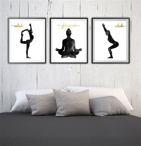 Set Of 3 Yoga Print Wall Art Printable Yoga Poses Etsy In 2021 Yoga