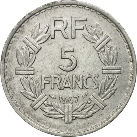 529700 Coin France Lavrillier 5 Francs 1947 Paris Vf30 35
