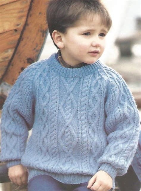 Vintage Knitting Pattern Childs Cabled Sweater Pullover Etsy Cable