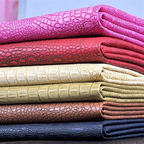 New Faux Pu Leather Fabrics 07mm Thickness Synthetic Leather Crocodile