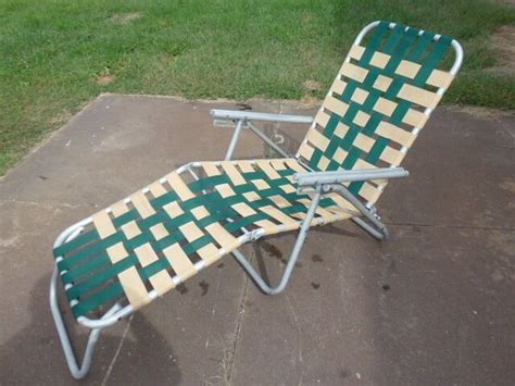 Macrame lawn chair amazing vintage fine! VINTAGE RETRO ALUMINUM FOLDING WEBBED CHAISE LOUNGE LAWN ...
