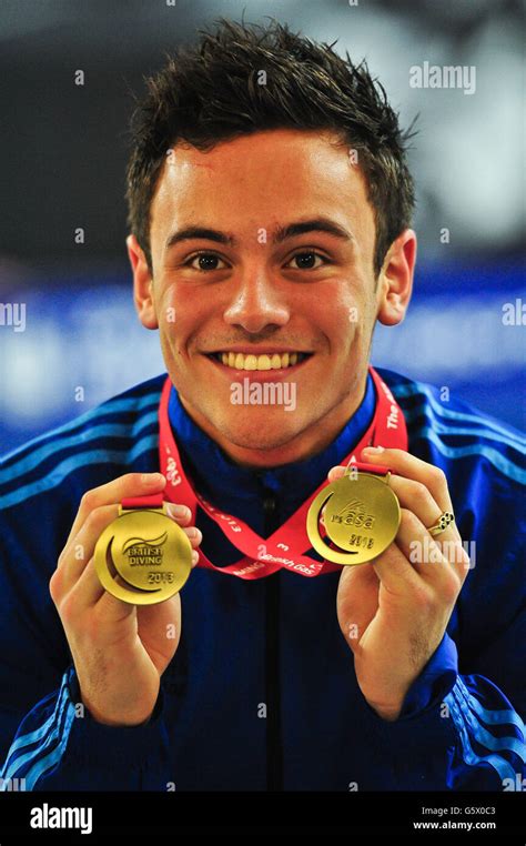 Tom Daley With His Gold Medals During Day Three Of The 2013 British Gas