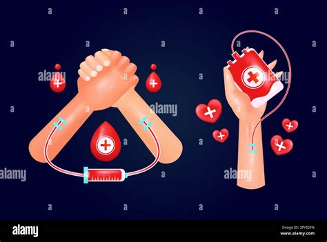 Blood Donor Day, 3d vector of giving blood to save lives. Giving and