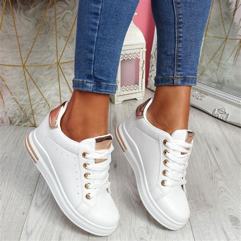 Womens Ladies Wedge Trainers Lace Up Slip On Party Sneakers Women Shoes
