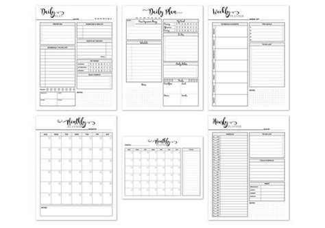 Weekly Planner Printable Hourly Daily Weekly Monthly Planner Printable