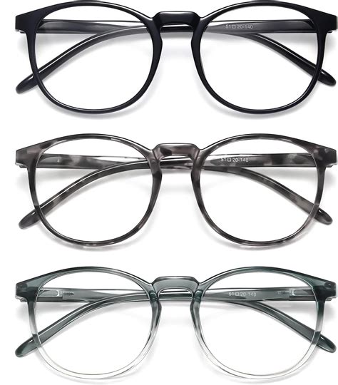 iboann 3 pack blue light blocking glasses women men fake vintage eyeglasses with