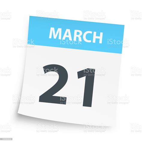 March 21 Daily Calendar On White Background Stock Illustration