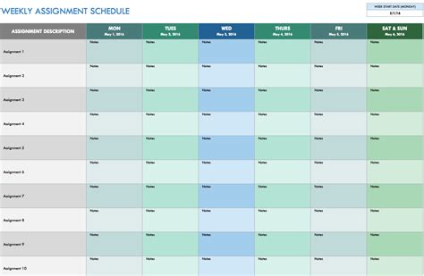 Schedule Spreadsheet Template — Db