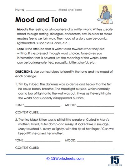 Mood And Tone Worksheets 15