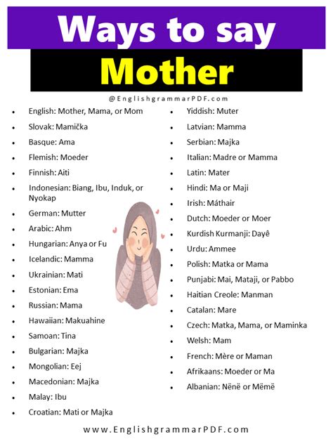 amazing ways to say mother in different languages other ways to say vocabulary words sayings