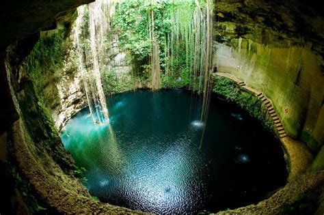 Cenote Ikil A Large Natural Sinkhole Located On The Yucatan Peninsula