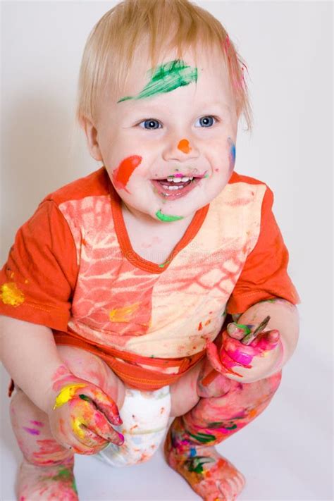 Painted Baby Stock Photo Image Of Laughing Colorful 32629976