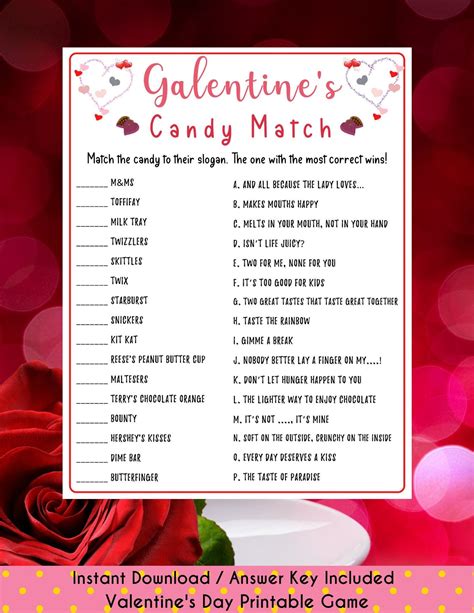 Galentine S Candy Match Game Fun Valentine S Day Etsy Candy Match