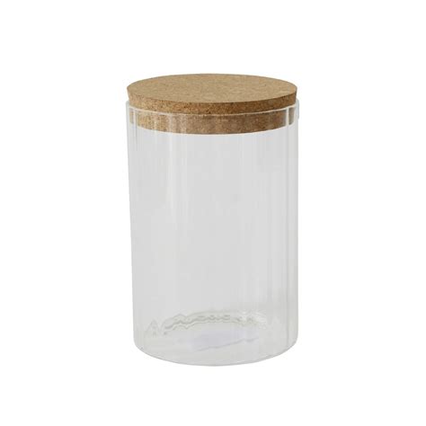 Bloomingville Round Ribbed Glass Jar With Cork Lid