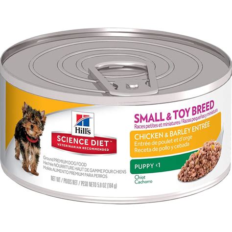 Supports energy level & luxurious coat in small & mini dogs. Hill's Science Diet Puppy Small & Toy Chicken & Barley ...