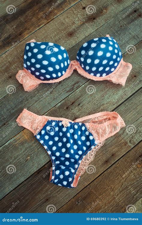 Beautiful Set Of Lingerie Polka Dots Stock Photo Image Of Lace Gift