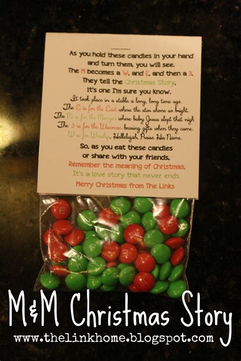 Grab these the m&m christmas story printables. The Link Home: M&M Christmas Story