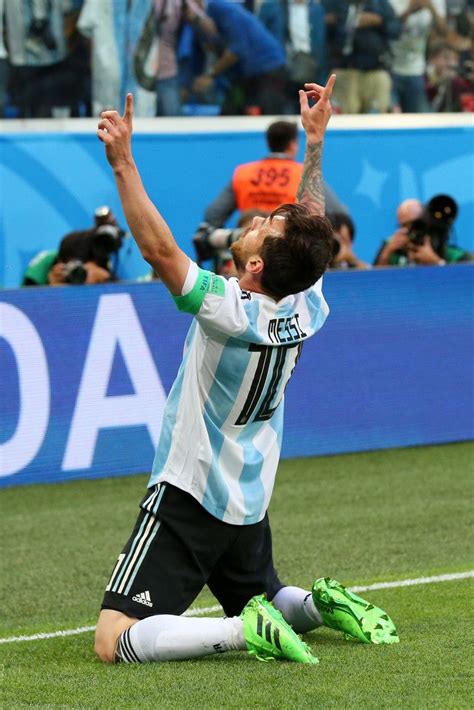 lionel messi of argentina celebrates after scoring his team s first goal during the 2018 fifa