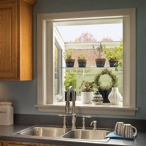 Garden Window With Shelf In 2020 Window Over Sink Kitchen Garden