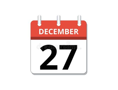 December 27th Calendar Icon Vector Concept Of Schedule Business And