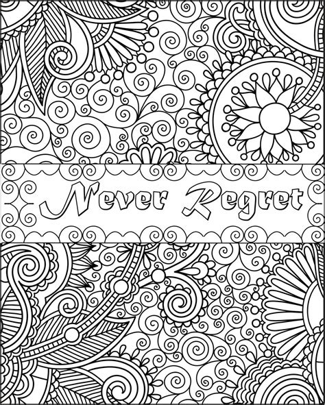 Inspirational coloring pages for adults free. Never Regret : Inspirational Fun Quotes Colouring Pages by ...