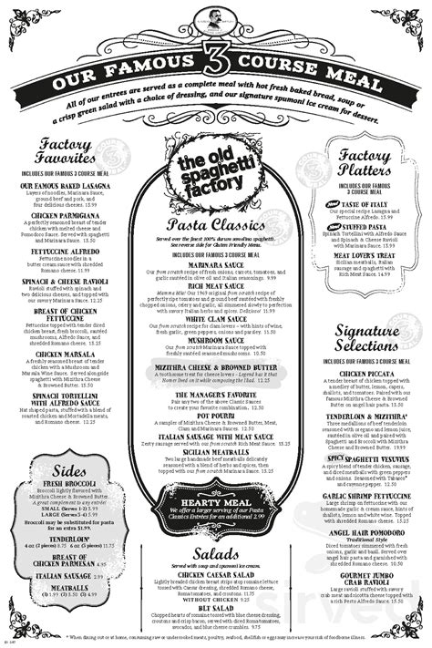 While we take pride in creating the finest hot and cold beverages we also know that community is a key ingredient in everything we brew. The Old Spaghetti Factory menu in Honolulu, Hawaii, USA