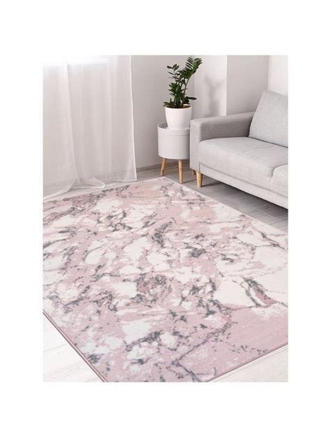 Maestro Marble Effect Rug Pink And Grey Uk