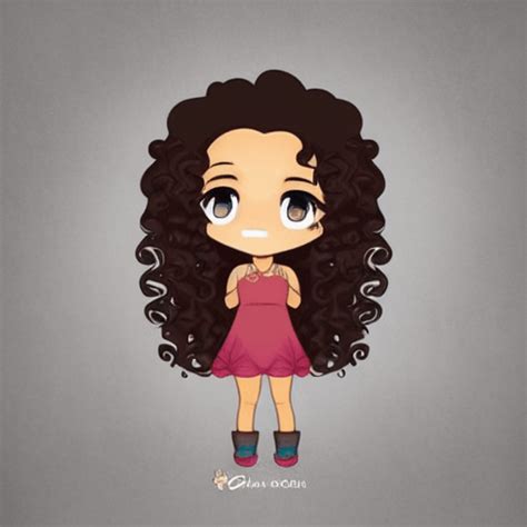 Chibi Brown Curly Hair · Creative Fabrica