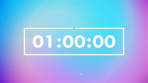 1 Hour Countdown Timer With Subtle Alarm Signal On Colorful Gradient