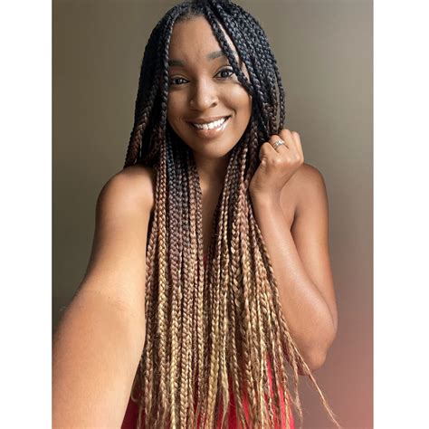 Ombre Box Braids Crochet Hair 24 Inch Packs Medium Size Synthetic Pre