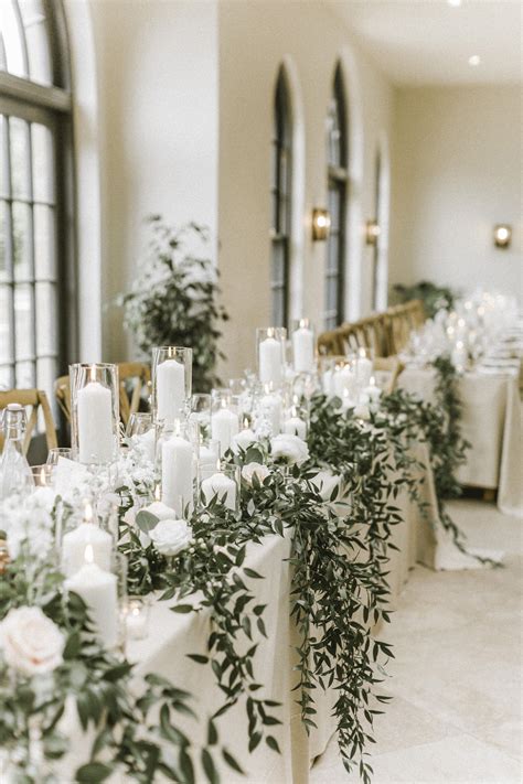 Luxury Wedding Table Styling With White Pillar Candlesglass Cylinders