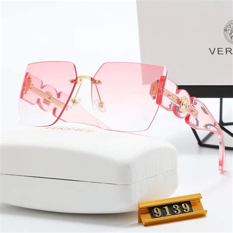 New Summer Square Frameless Glasses Pink Rimless Sunglasses 2023 Women