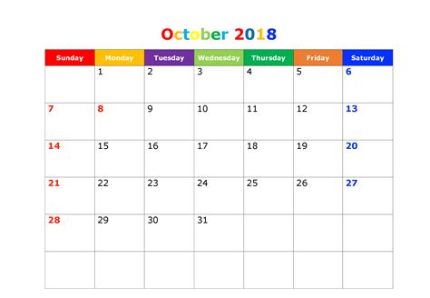 October 2018 Editable Download Calendar Free Printable Calendar 2018