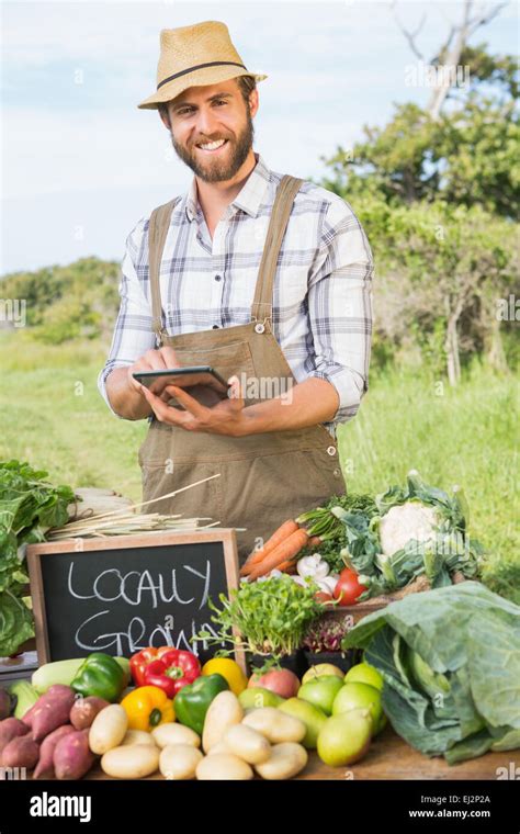 Farmer Selling His Organic Produce Stock Photo Alamy