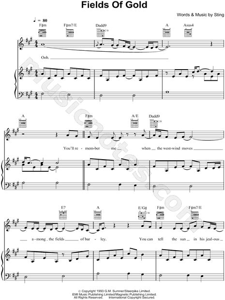 C d g when we walked in fields of gold. Eva Cassidy "Fields of Gold" Sheet Music in F# Minor ...