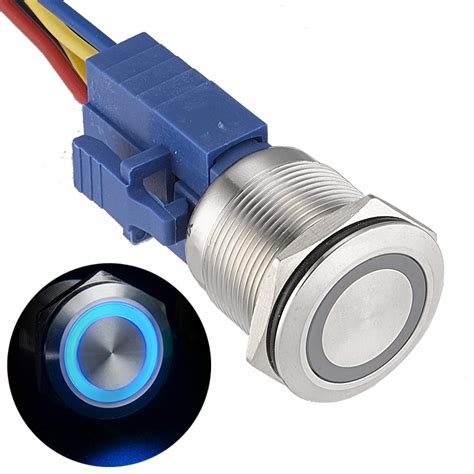 2 16mm Latching Push Button Switch 12v On Off Stainless Steel Led Self