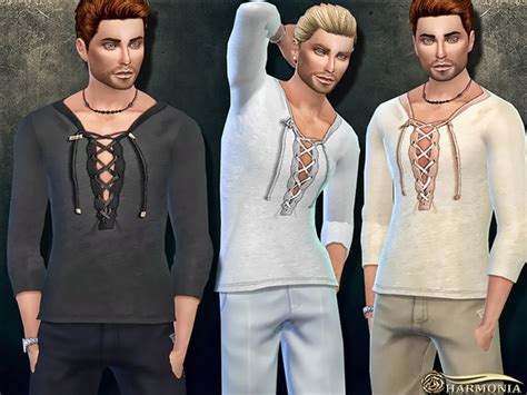 The Sims Resource Lace Up Linen T Shirt